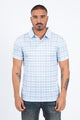 Men's Performance Fabric Modern Fit Stretch Plaid Print Polo – White
