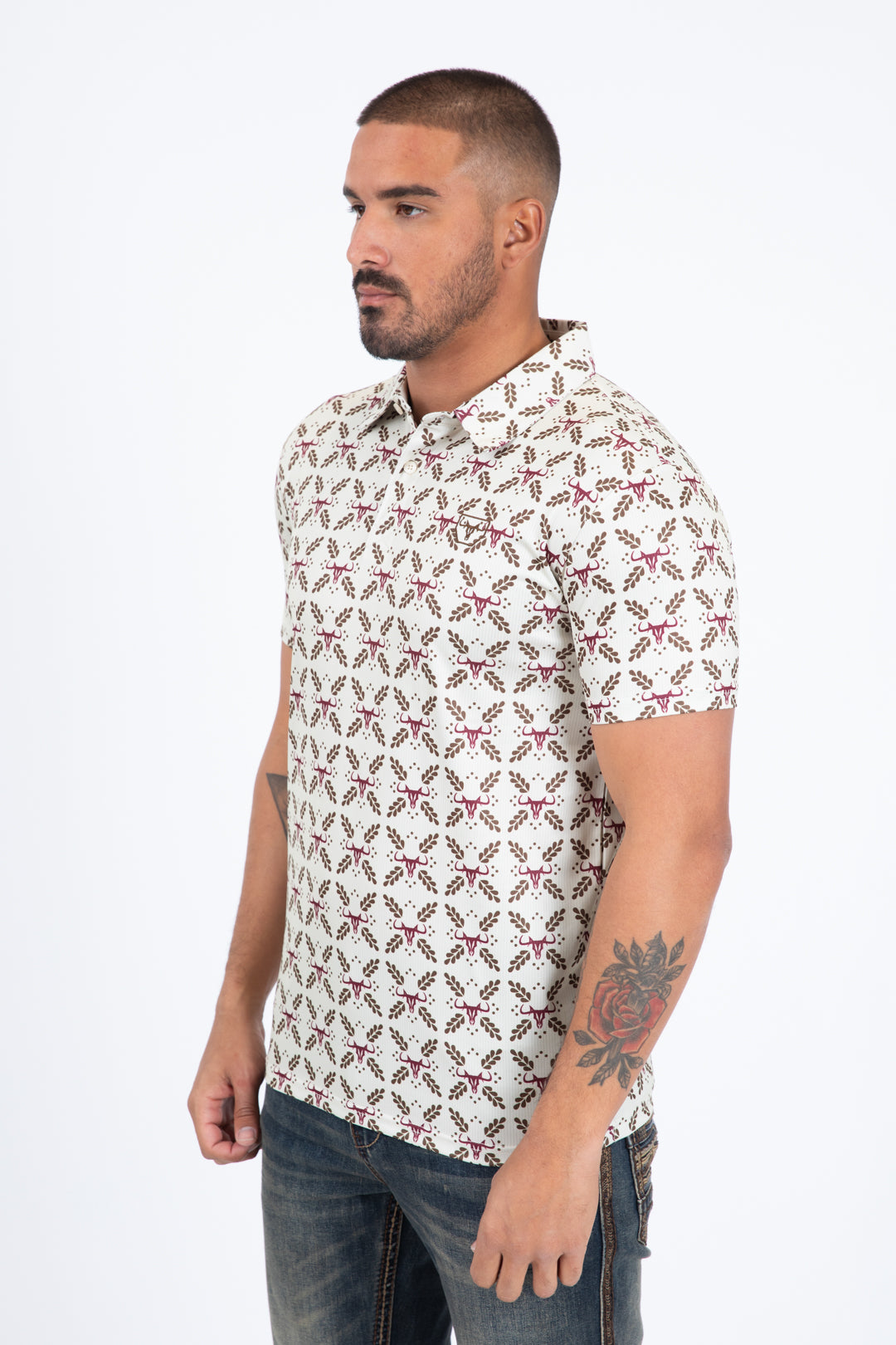 western longhorn print polo men modern fit