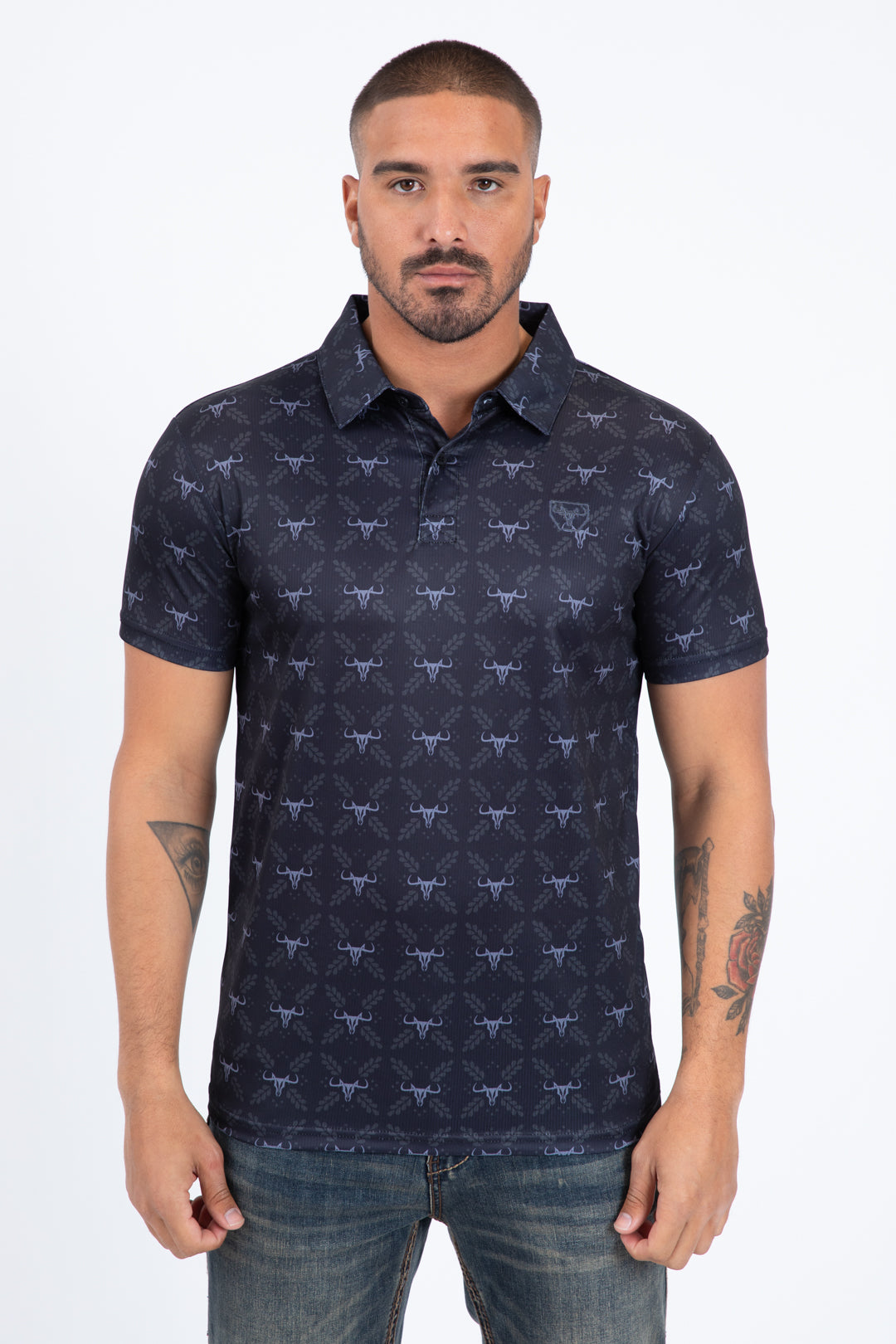 black western longhorn polo front platini