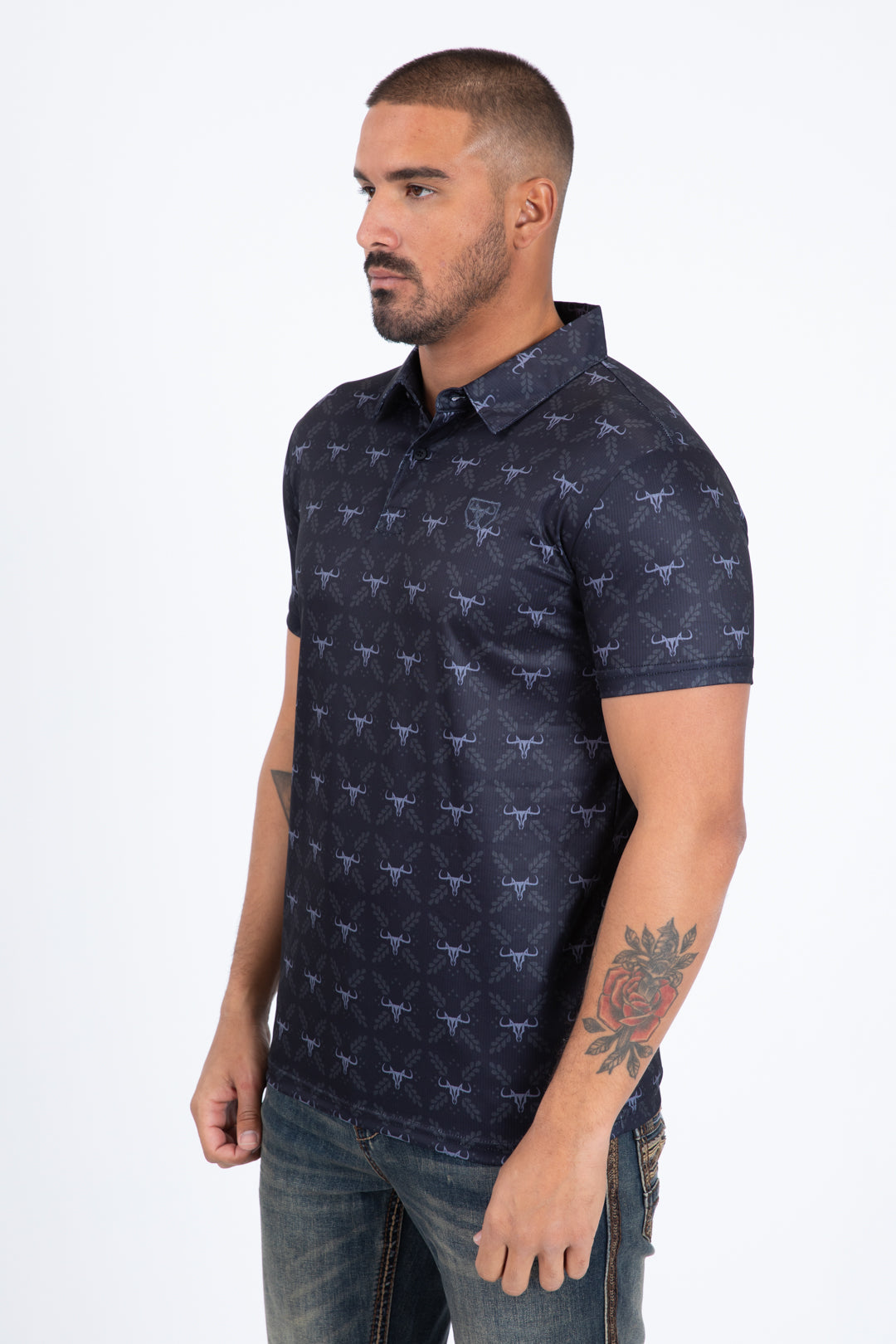 black western longhorn polo side platini