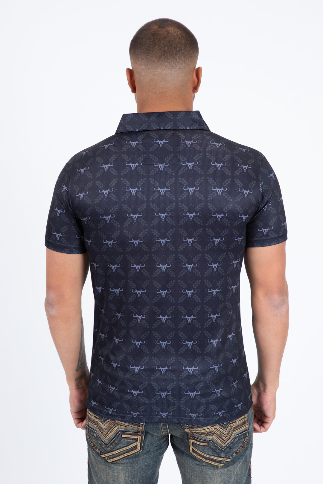 black western longhorn polo back platini