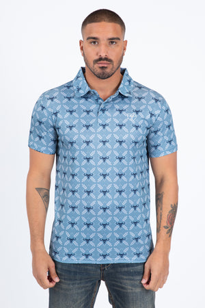 slate western longhorn polo men platini front