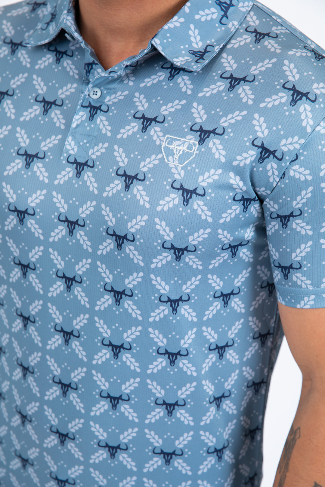 slate western longhorn polo detail platini