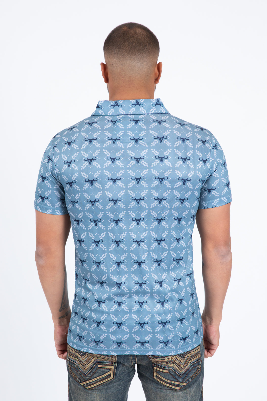 slate western longhorn polo back platini
