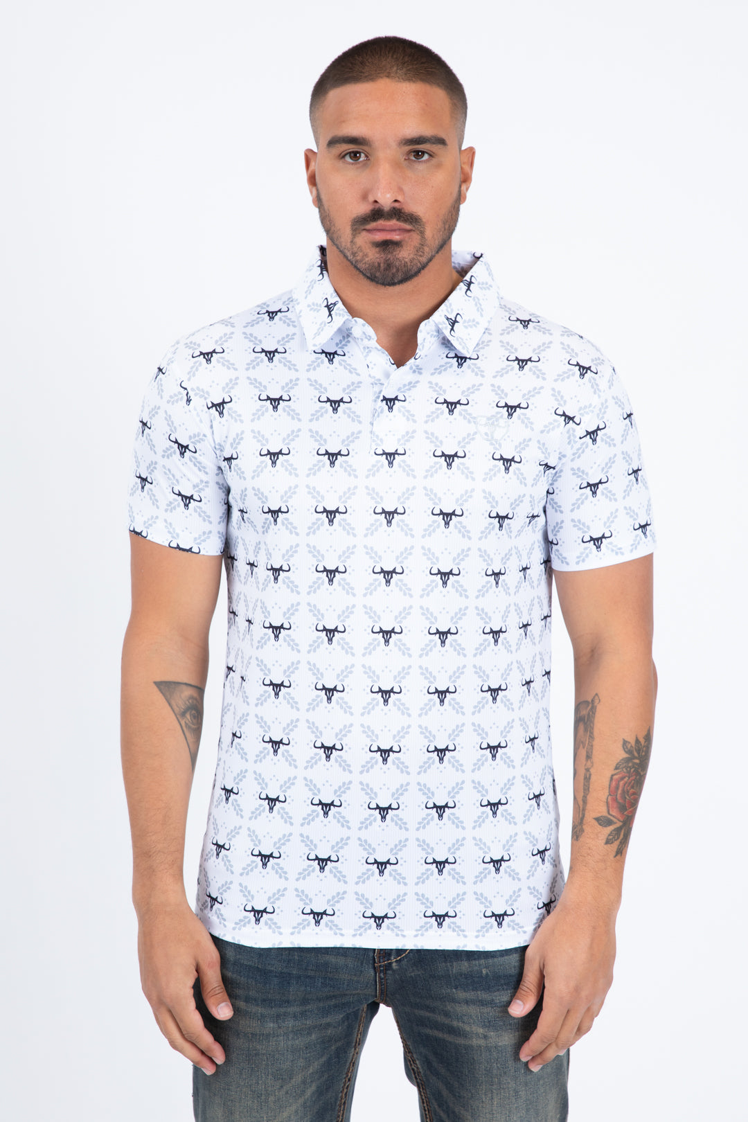 white western longhorn polo front platini