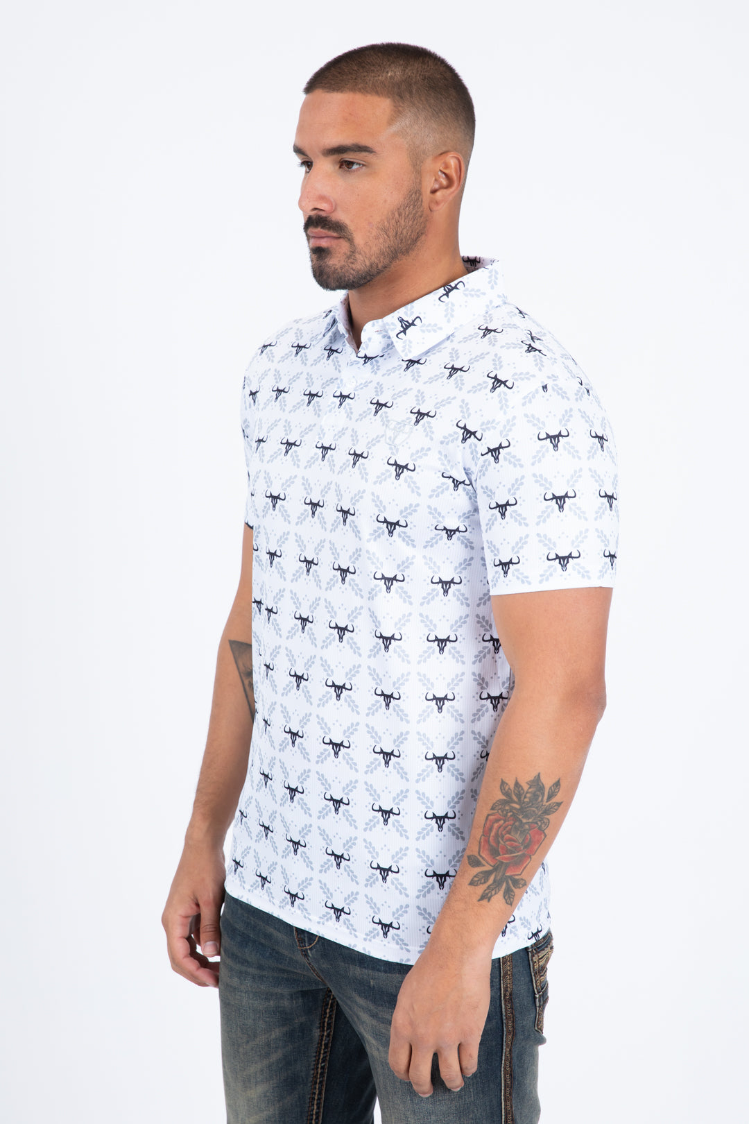 white western longhorn polo side platini
