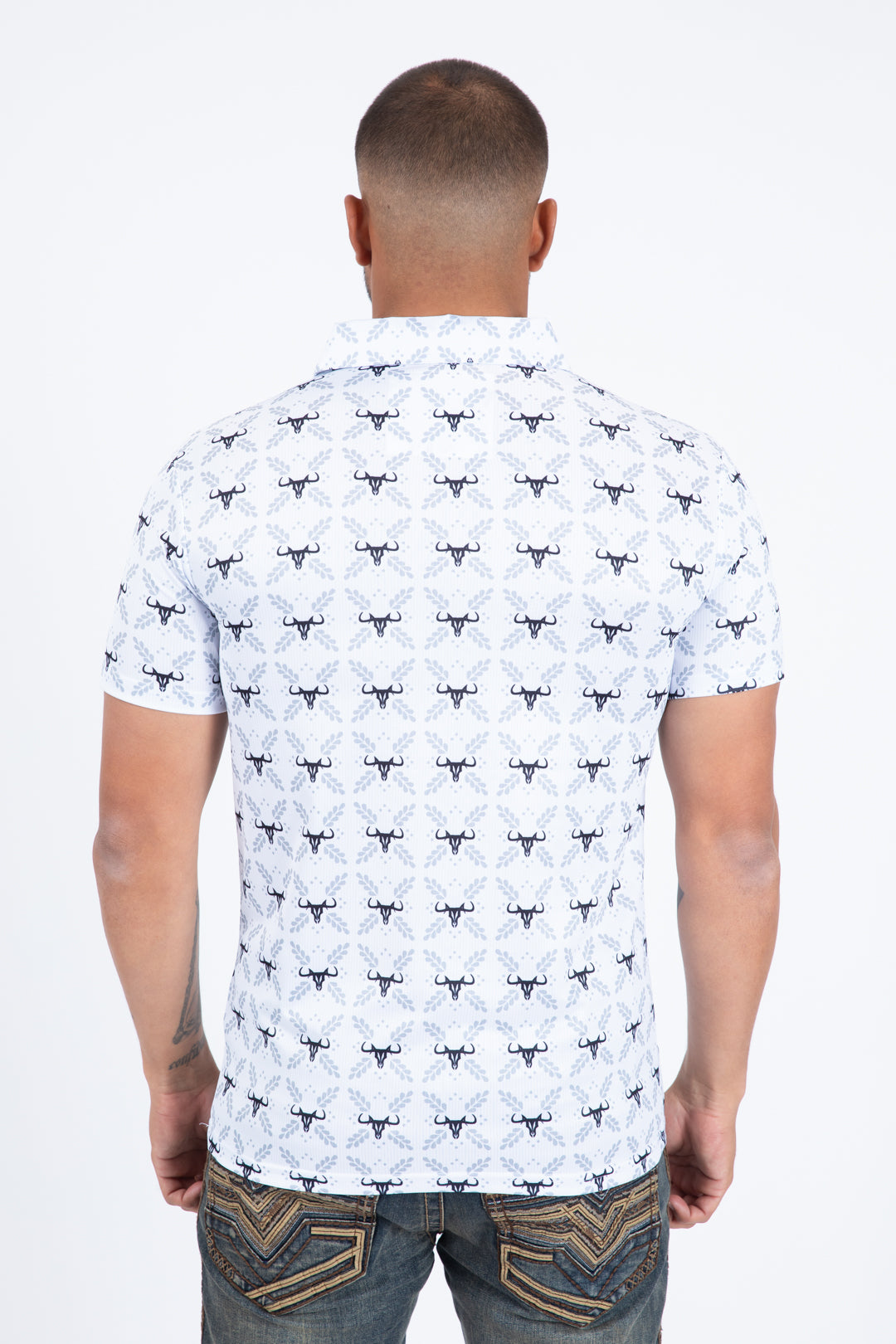 white western longhorn polo back platini