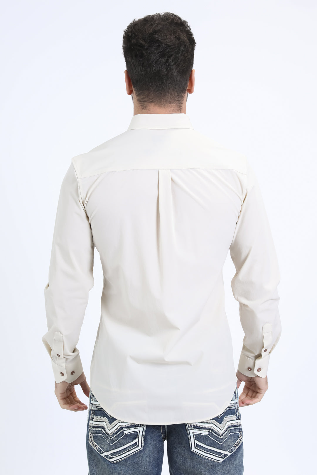 Men's Performance Long Sleeve Beige Shirt