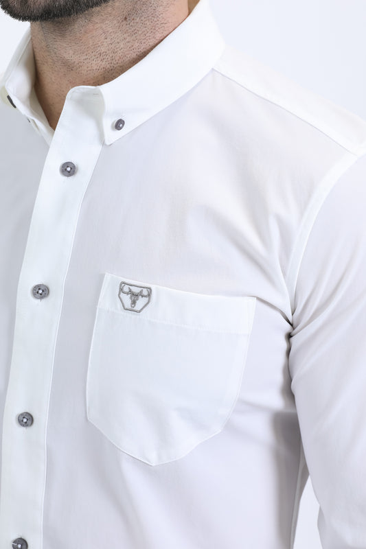 white performance solid long sleeve shirt men platini close-up