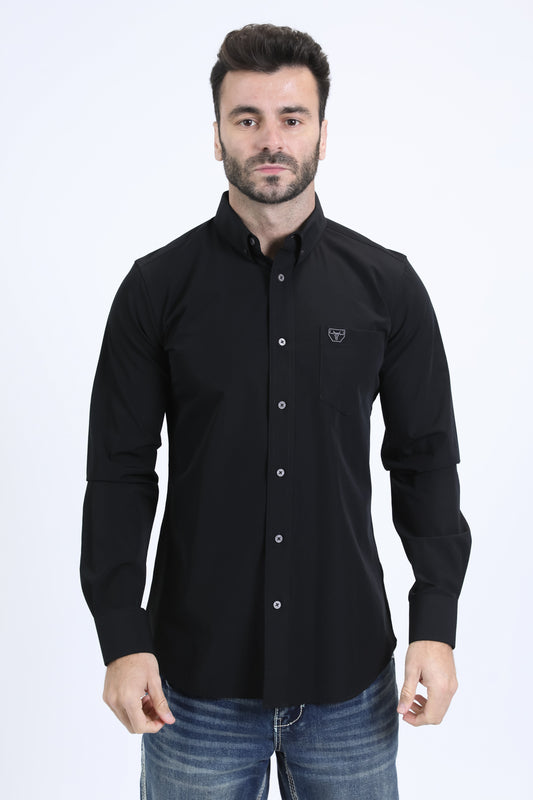 Men's Performance Long Sleeve Black Shirt