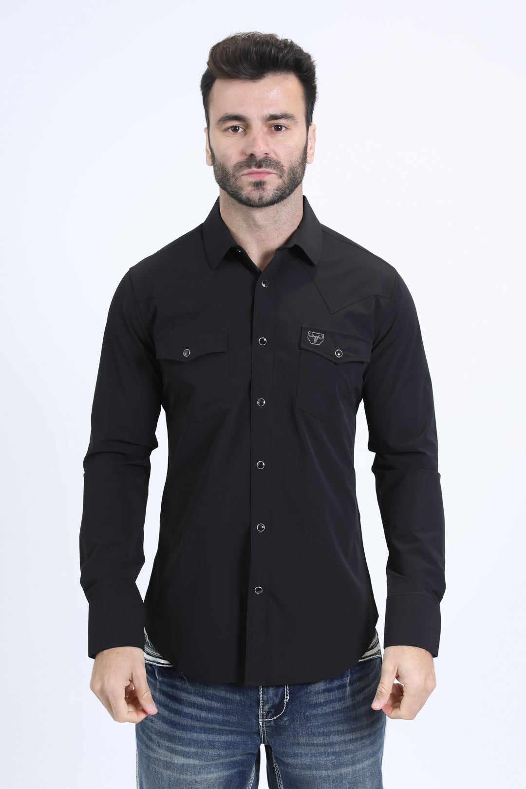 Men's Performance Western Long Sleeve Black Shirt