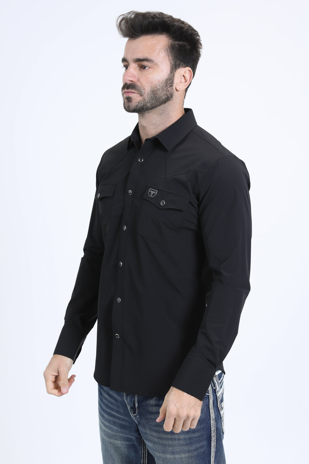Men's Performance Western Long Sleeve Black Shirt