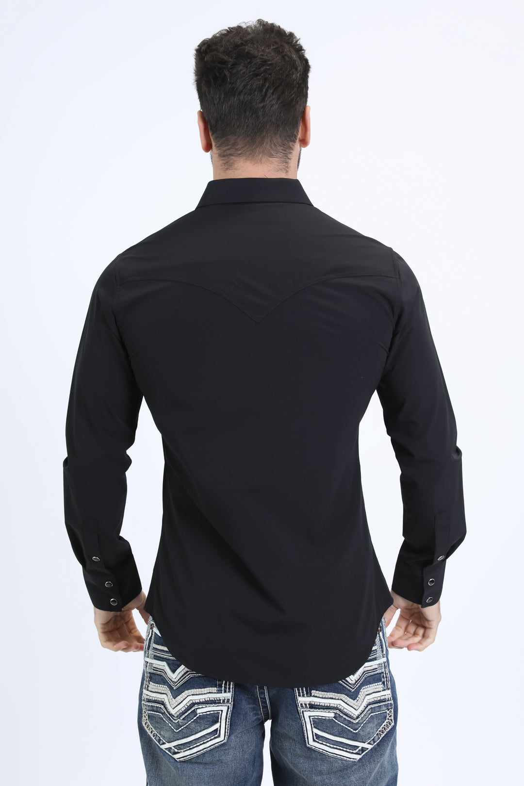 Men's Performance Western Long Sleeve Black Shirt