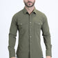 Men's Performance Western Long Sleeve Green Shirt
