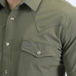 Men's Performance Western Long Sleeve Green Shirt