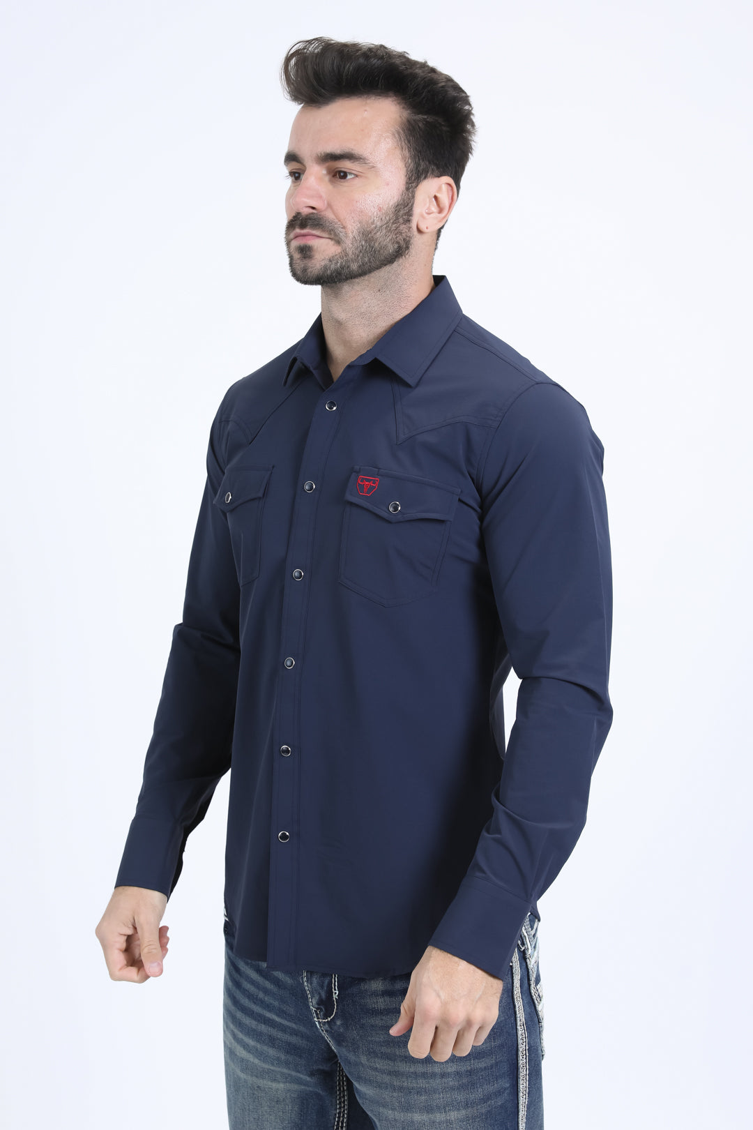 Men's Performance Western Long Sleeve Navy Shirt