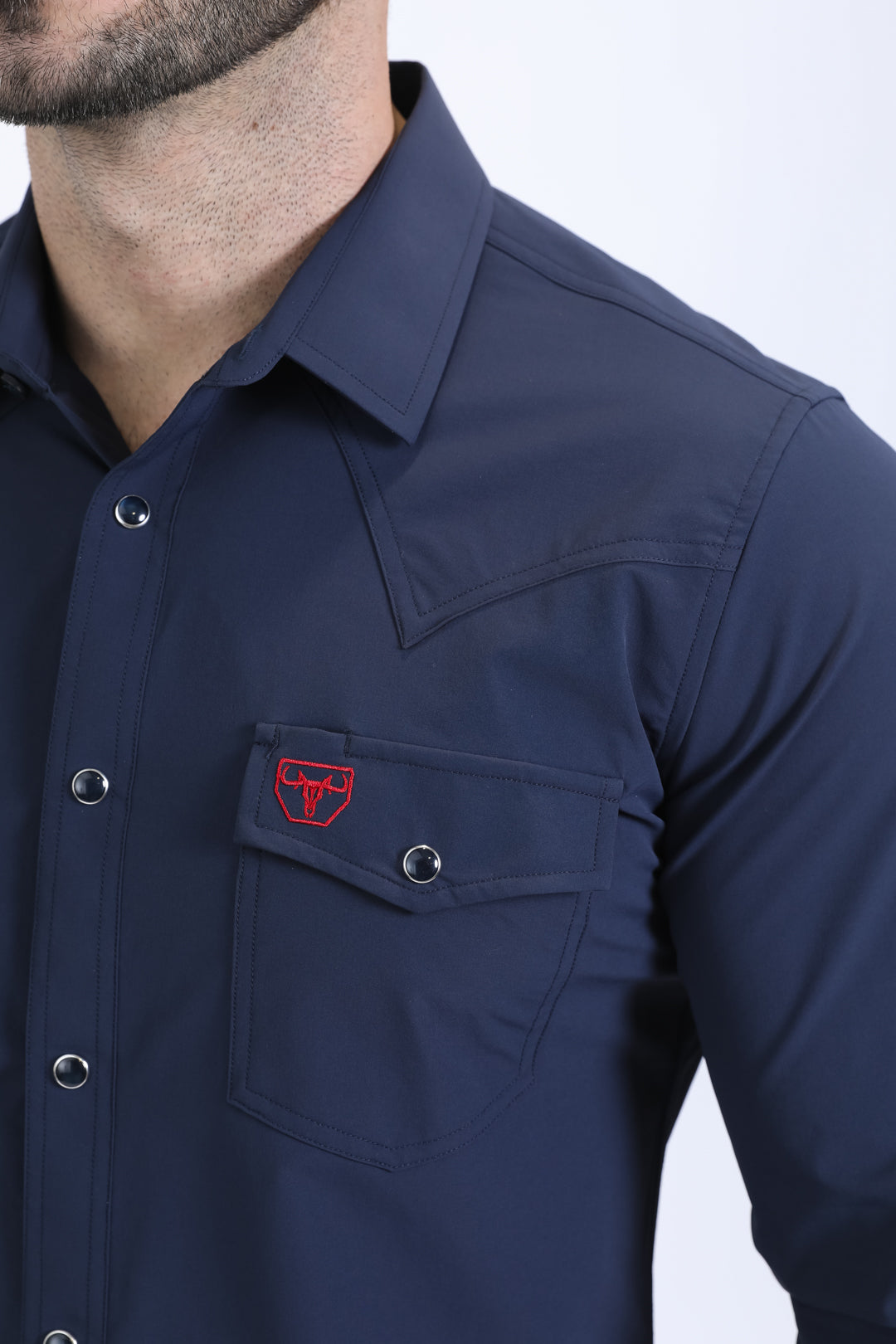 Men's Performance Western Long Sleeve Navy Shirt