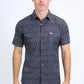 Mens Performance Western Short Sleeve Aztec Print Black/Burgundy Shirt