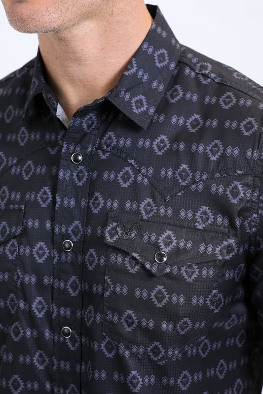 black heritage aztec western shirt detail platini