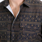 Mens Performance Western Short Sleeve Aztec Print Black Shirt