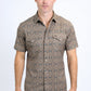 Mens Performance Western Short Sleeve Aztec Print Brown Shirt