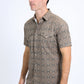 Mens Performance Western Short Sleeve Aztec Print Brown Shirt