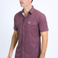 Mens Performance Western Short Sleeve Aztec Print Burgundy Shirt