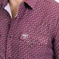 Mens Performance Western Short Sleeve Aztec Print Burgundy Shirt
