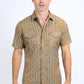 Mens Performance Western Short Sleeve Aztec Print Camel Shirt