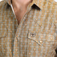 Mens Performance Western Short Sleeve Aztec Print Camel Shirt