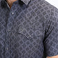 Mens Performance Western Short Sleeve Aztec Print Charcoal Shirt