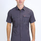 Mens Performance Western Short Sleeve Aztec Print Charcoal Shirt