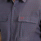 Mens Performance Western Short Sleeve Aztec Print Charcoal Shirt