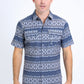 Mens Performance Western Short Sleeve Aztec Print Grey Shirt