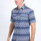 Mens Performance Western Short Sleeve Aztec Print Grey Shirt