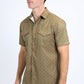 Mens Performance Western Short Sleeve Aztec Print Khaki Shirt