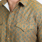 Mens Performance Western Short Sleeve Aztec Print Khaki Shirt