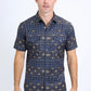 Mens Performance Western Short Sleeve Aztec Print Navy Shirt