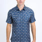 Mens Performance Western Short Sleeve Aztec Print Navy Shirt