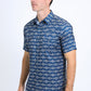 Mens Performance Western Short Sleeve Aztec Print Navy Shirt