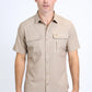 Mens Performance Western Short Sleeve Aztec Print Beige Shirt