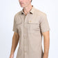 Mens Performance Western Short Sleeve Aztec Print Beige Shirt
