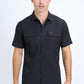 Mens Performance Western Short Sleeve Aztec Print Black Shirt