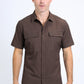 Mens Performance Western Short Sleeve Aztec Print Brown Shirt