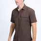 Mens Performance Western Short Sleeve Aztec Print Brown Shirt