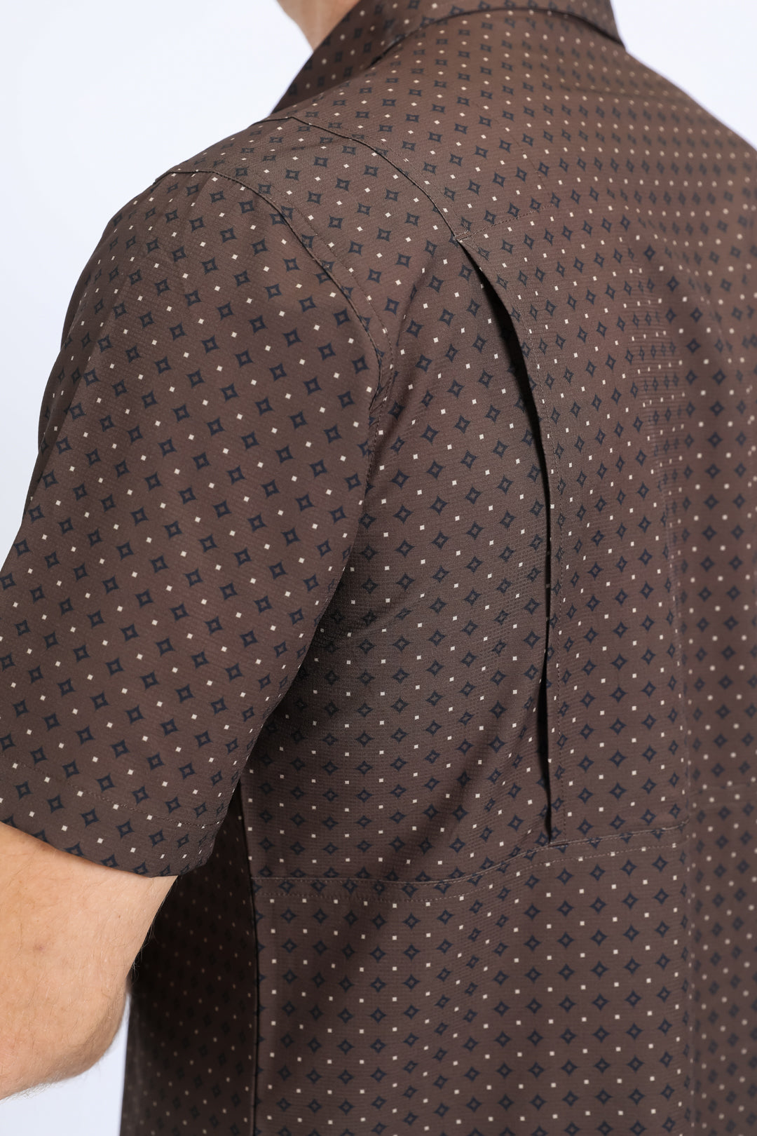 Mens Performance Western Short Sleeve Aztec Print Brown Shirt