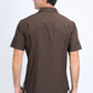 Mens Performance Western Short Sleeve Aztec Print Brown Shirt