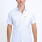 Mens Performance Western Short Sleeve Aztec Print White Shirt
