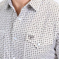 Mens Performance Western Short Sleeve Aztec Print White Shirt