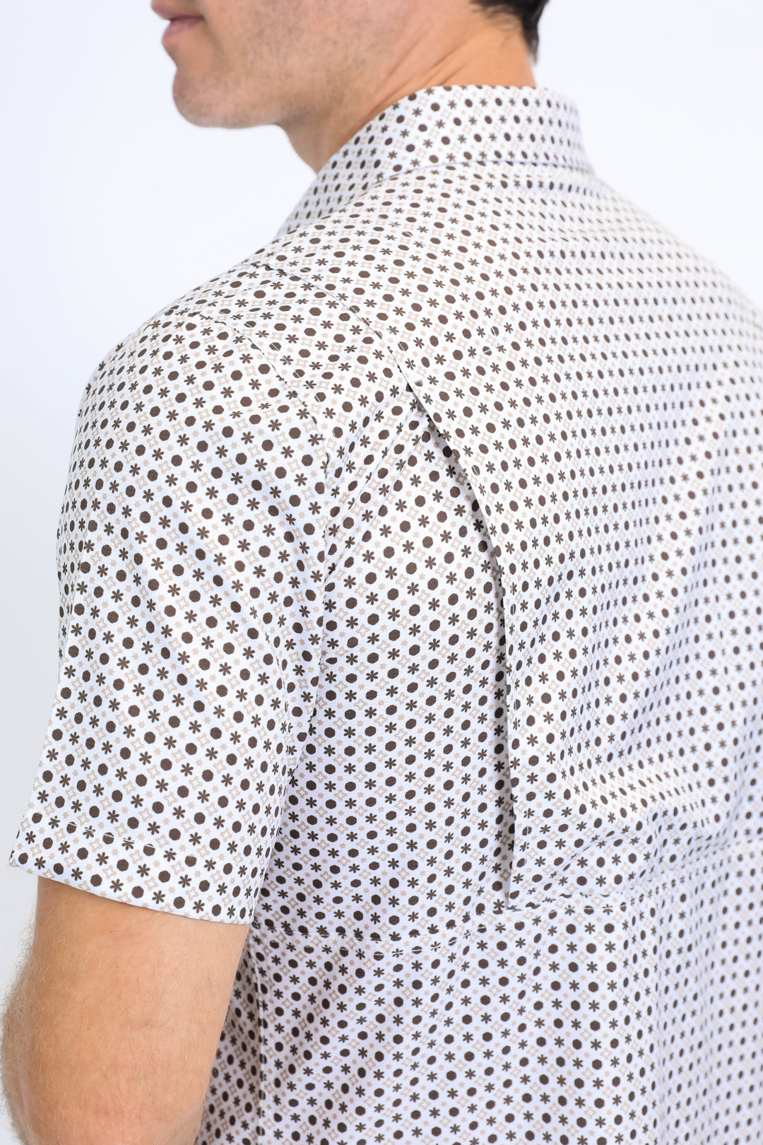 Mens Performance Western Short Sleeve Aztec Print White Shirt
